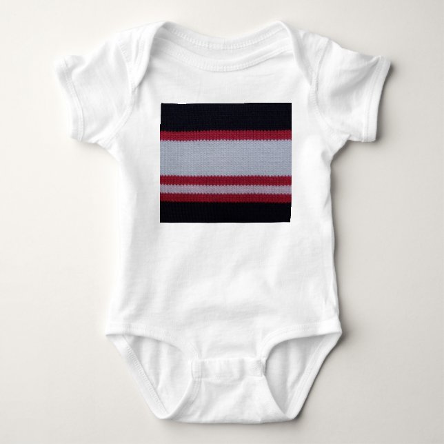 Red White Black: Knitted Woollen Fabric Pattern Baby Bodysuit (Front)