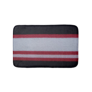 Red White Black: Knitted Woollen Fabric Pattern Bath Mat
