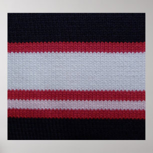 Red White Black: Knitted Woollen Fabric Pattern Poster