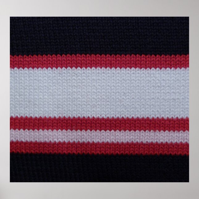 Red White Black: Knitted Woollen Fabric Pattern Poster (Front)