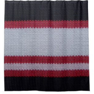 Red White Black: Knitted Woollen Fabric Pattern Shower Curtain