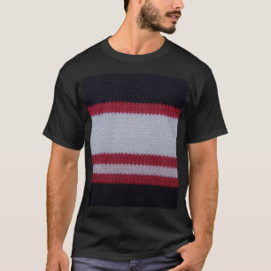 Red White Black: Knitted Woollen Fabric Pattern T-Shirt