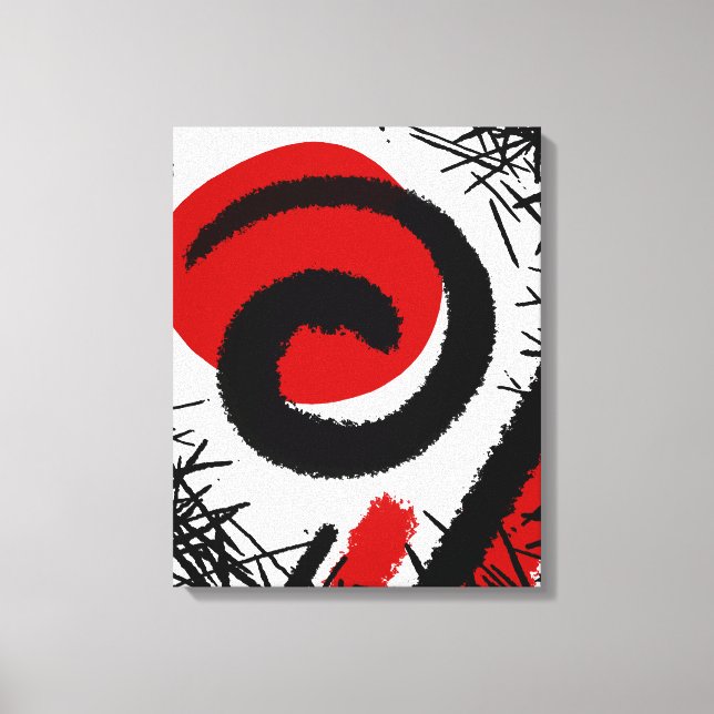 Red, White & Black Modern Abstract Canvas Print (Front)