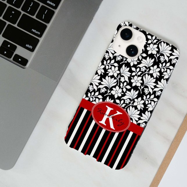 Red, white black name and initial Case-Mate iPhone case (Creator Uploaded)