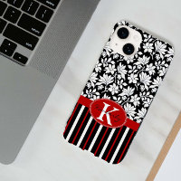 Red, white black name and initial