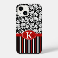 Red, white black name and initial