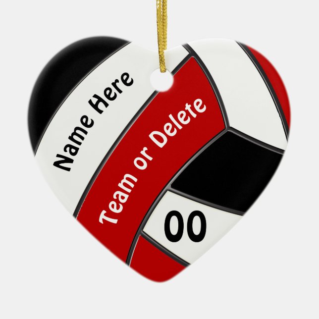 Red White Black, Personalised VOLLEYBALL Ornaments (Front)