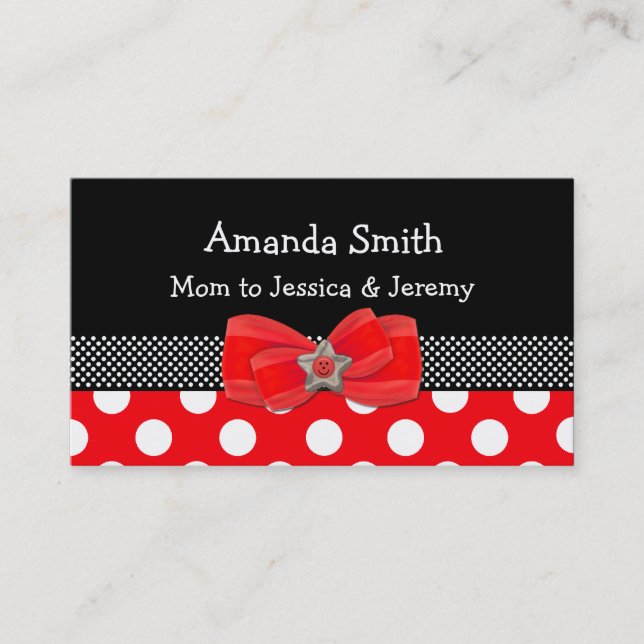 Red, White, & Black Polka Dot Mummy Card (Front)