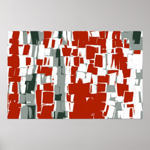Red White Black Retro Painting Abstract Art Poster