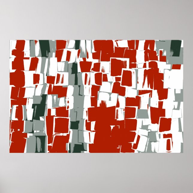 Red White Black Retro Painting Abstract Art Poster (Front)