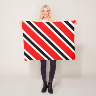 Red White Black Striped Fleece Blanket