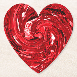 Red White Black Swirl Design Paper Coaster