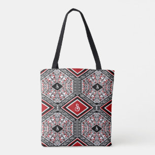 Red, White & Black Tribal Tapestry Tote