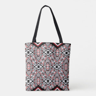 Red, White & Black Tribal Tapestry Tote