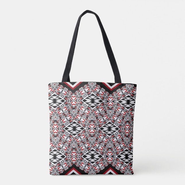 Red, White & Black Tribal Tapestry Tote (Back)