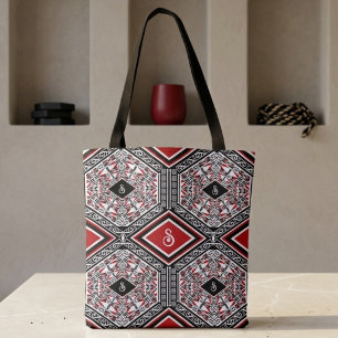 Red, White & Black Tribal Tapestry Tote Bag