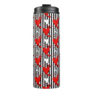Red White Black Valentine Hearts Thermal Tumbler