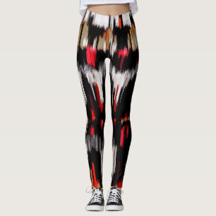 Red White Black White Abstract Painting Leggings