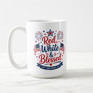 Red, White & Blessed 4th of July Patriotic Coffee Mug