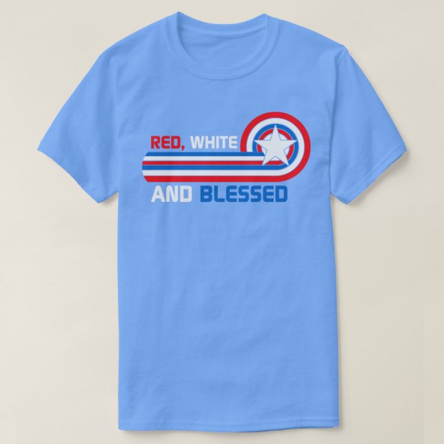 Red White  Blessed 4th of July T-Shirt (Design Front)