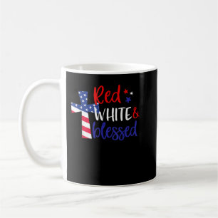 Red White Blessed American Jesus Cross Christian 4 Coffee Mug