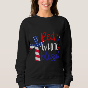 Red White Blessed American Jesus Cross Christian 4 Sweatshirt