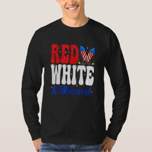 Red White Blessed Funny 4th Of July Patriotic Boys T-Shirt