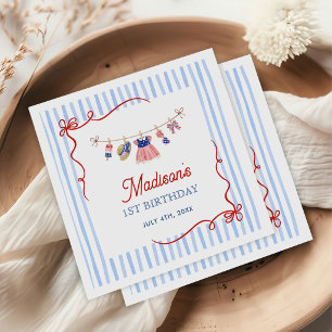 Red, White & Blue 4th of July 1st Birthday Napkin