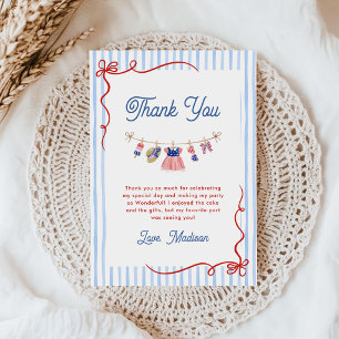 Red, White & Blue 4th of July 1st Birthday Thank You Card
