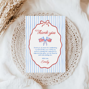 Red, White & Blue 4th of July 1st Birthday Thank You Card