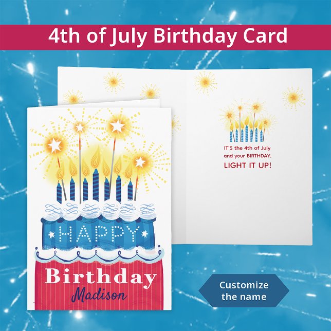 Red White Blue 4th of July Birthday Card (Creator Uploaded)