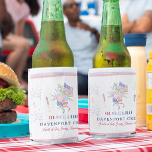 Red White & Blue   4th of July Reunion Can Cooler