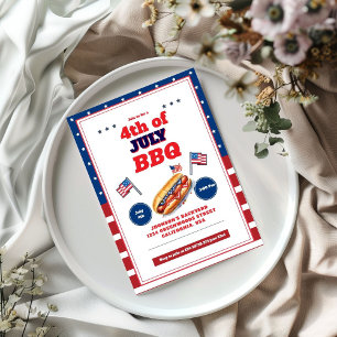 Red White Blue 4th of July Summer Picnic Invitatio Invitation