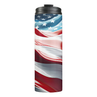 RED WHITE BLUE ABSTRACT AMERICAN FLAG THERMAL TUMBLER