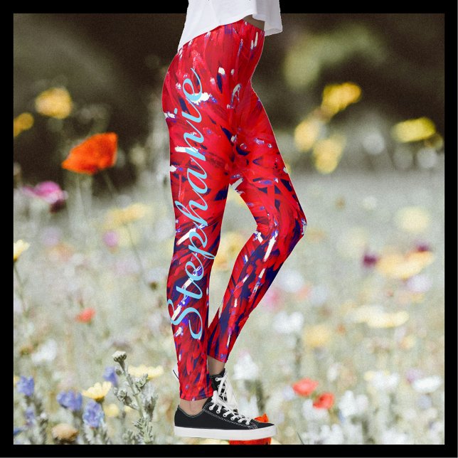 Red White Blue Abstract, Personalised Name Leggings (Creator Uploaded)