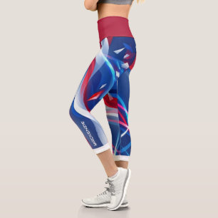 Red White Blue Abstract with Your Name Capri Leggings