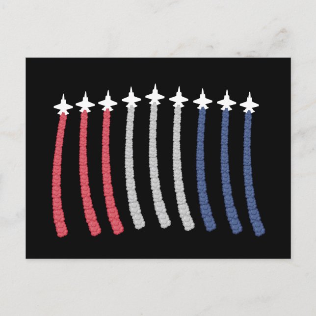 Red White Blue Air Force Flyover 4th Of July Postcard (Front)