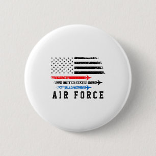 Red White Blue Air Force Flyover Proud American In 6 Cm Round Badge