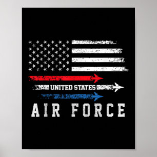 Red White Blue Air Force Flyover Proud American In Poster