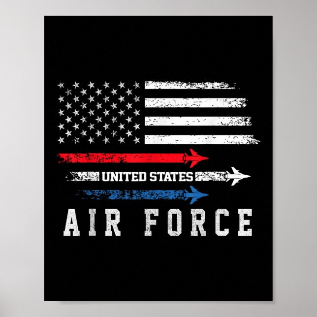 Red White Blue Air Force Flyover Proud American In Poster (Front)