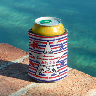 Red White Blue America 250th Independence Day Can Cooler