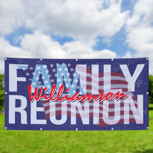 Red White Blue American Family Reunion Banner