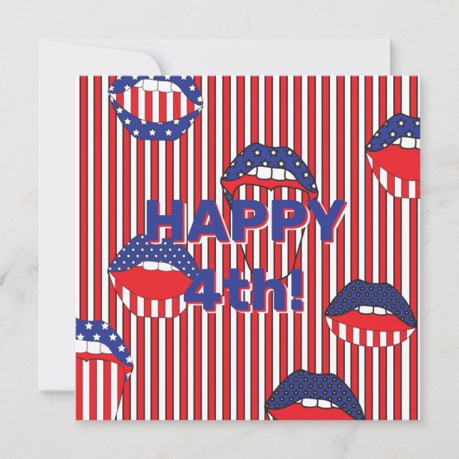 Red White Blue American Flag Mouth Card (Front)