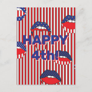 Red White Blue American Flag Mouth Postcard