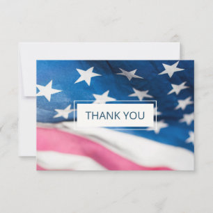 Red White Blue American Flag Patriotic Wedding Thank You Card