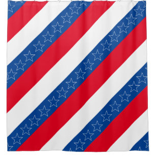 Red, white, & blue American patriotic Shower Curtain