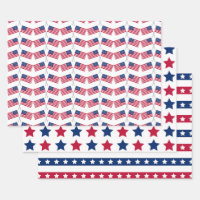 Red White Blue American USA Flags 4th July Stars