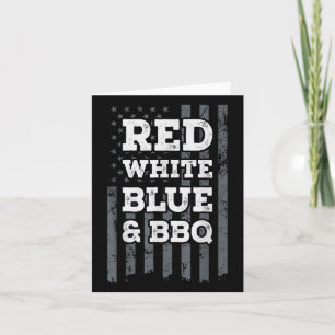 Red White Blue &amp; Bbq - Usa Flag 4th Of July Fu Card