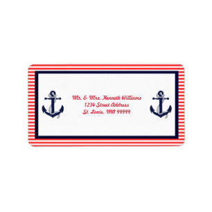 Red White & Blue Anchor - Address Labels
