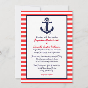 Red White & Blue Anchor - Wedding Invitation